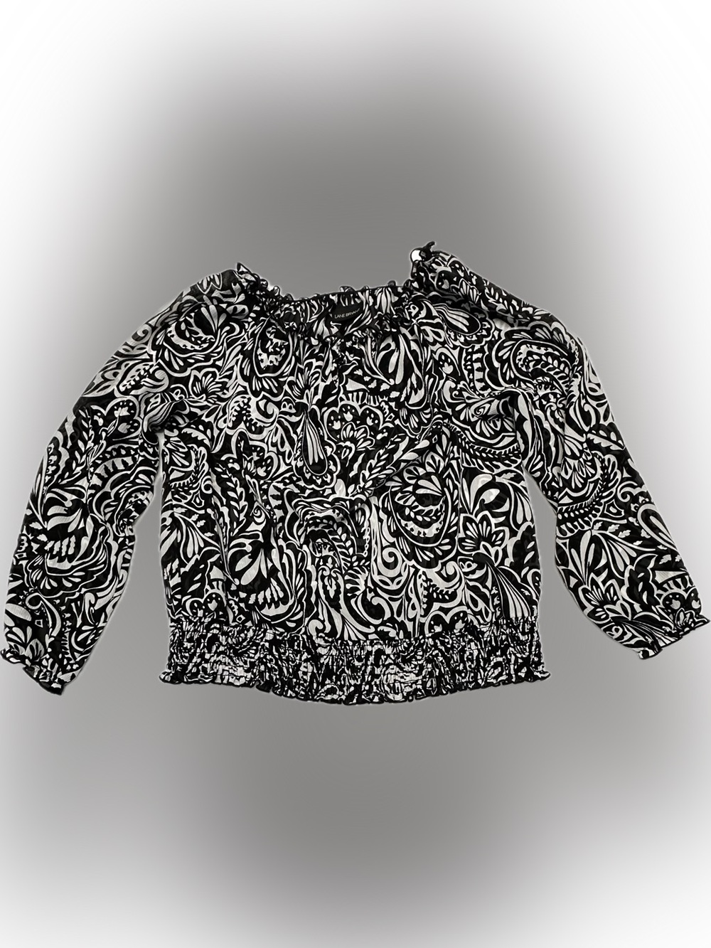 Lane Bryant Black and White Floral Off-Shoulder Blouse